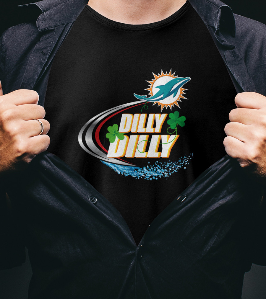 Dilly Dilly Miami Dolphins Logo With Clover And Splash T-Shirt