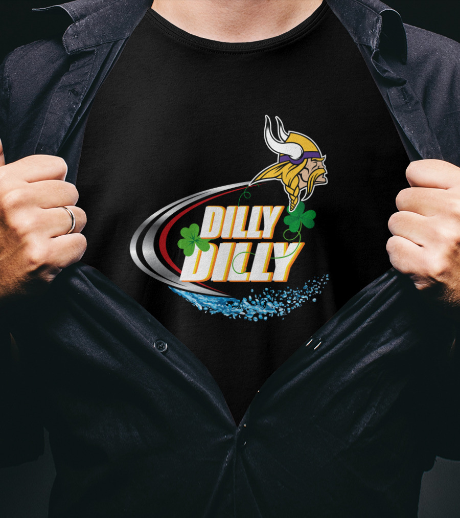 Dilly Dilly Minnesota Vikings Logo With Shamrocks And Water Splash T-Shirt