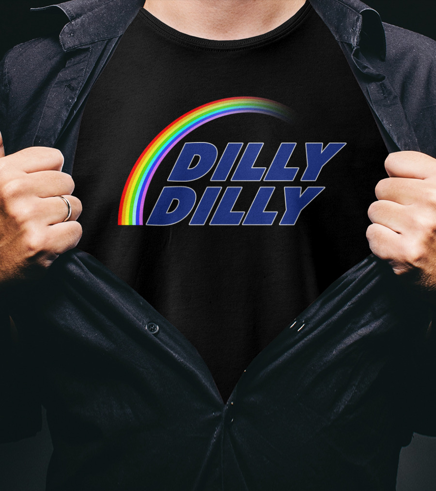 Dilly Dilly Rainbow Text With Multicolored Arch T-Shirt