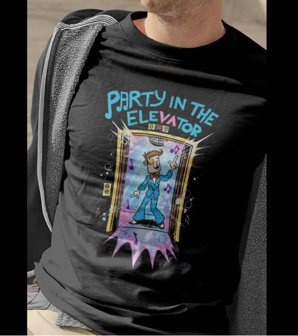 Fgteev Party In The Elevator Fun Cartoon Character Dancing With Music Notes And Disco Vibes T-Shirt