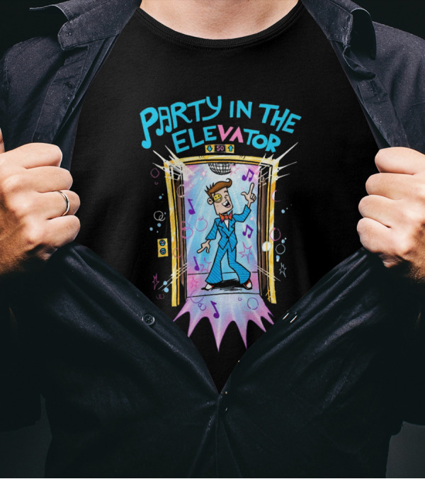 Fgteev Party In The Elevator Fun Cartoon Character Dancing With Music Notes And Disco Vibes T-Shirt