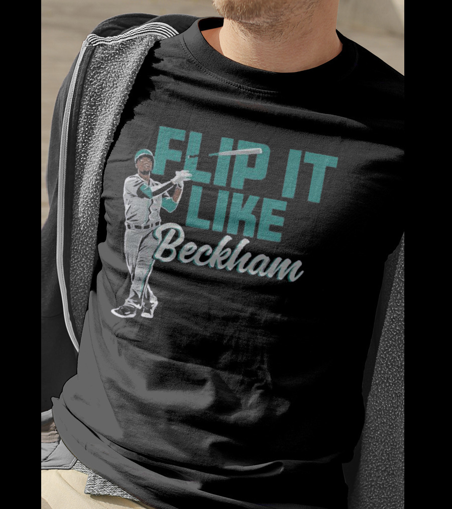 Baseball Bat Flip It Like Beckham Seattle Mariners Fans T-Shirt