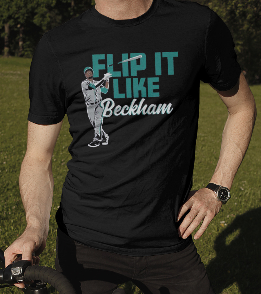 Baseball Bat Flip It Like Beckham Seattle Mariners Fans T-Shirt