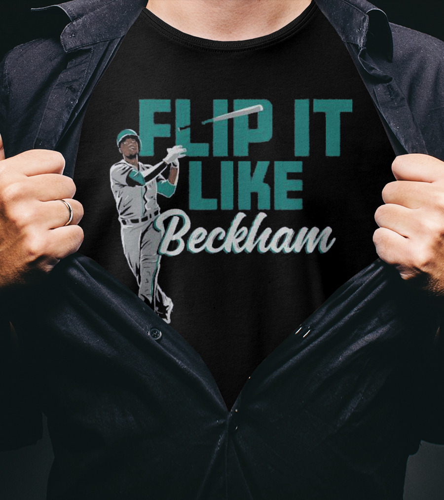 Baseball Bat Flip It Like Beckham Seattle Mariners Fans T-Shirt