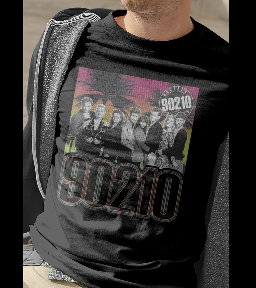 Beverly Hills 90210 Cast With Palm Trees Retro Style 90s Vibe T-Shirt