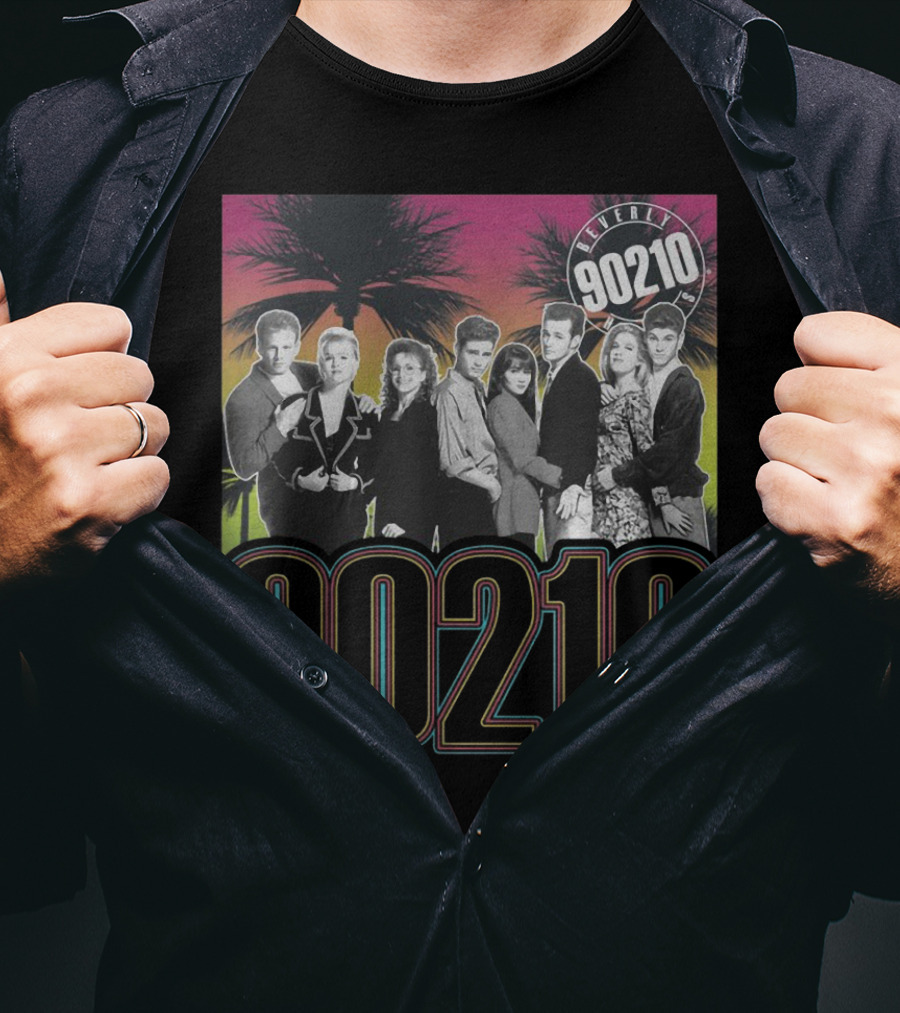 Beverly Hills 90210 Cast With Palm Trees Retro Style 90s Vibe T-Shirt
