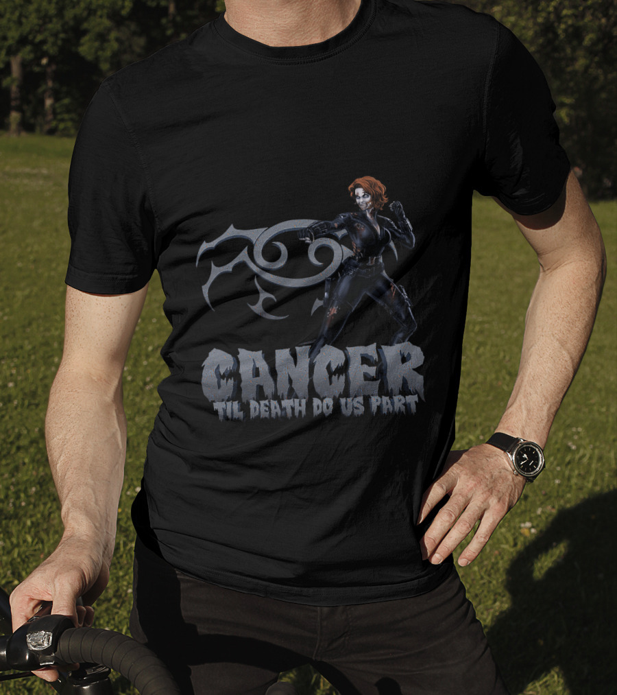 Cancer Til Death Do Us Part Black Widow Marvel Fans T-Shirt