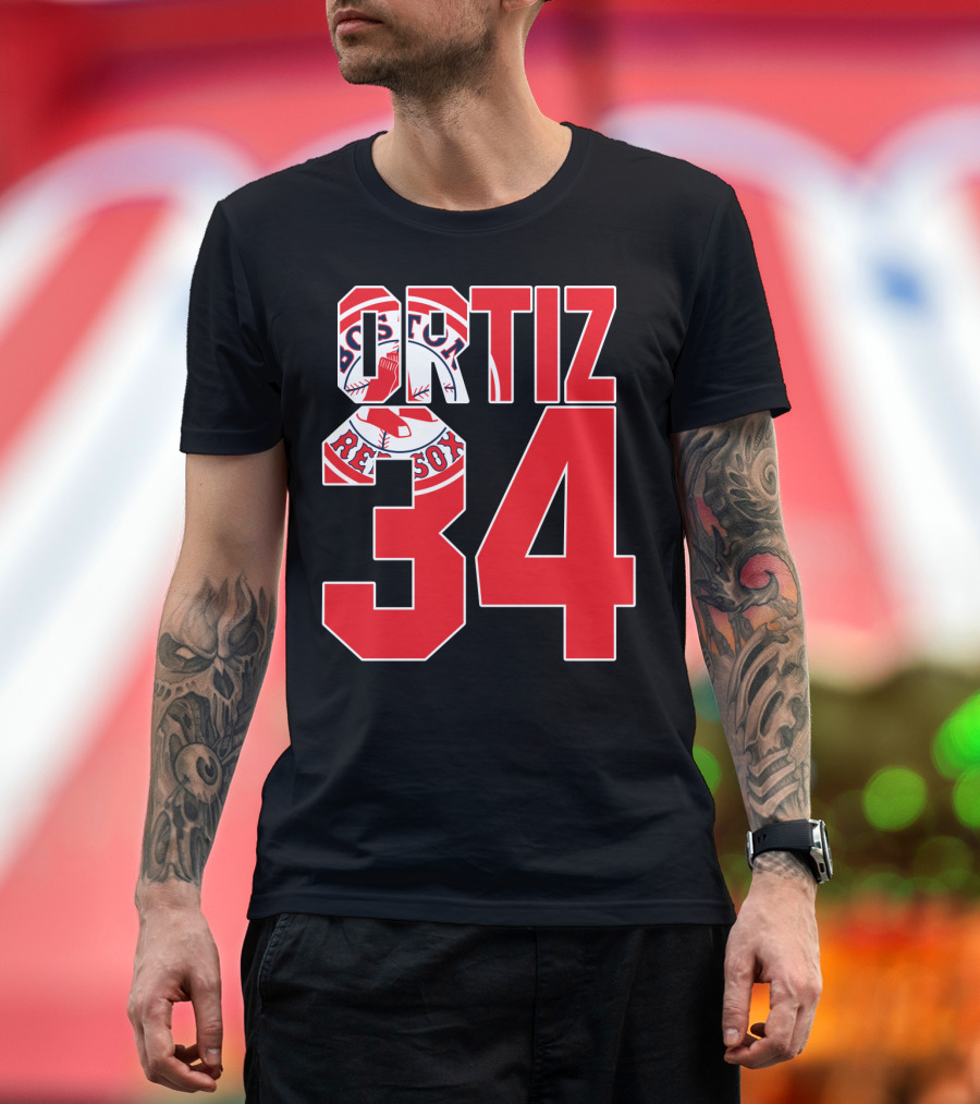 Ortiz 34 Boston Red Sox Logo Iconic T-Shirt