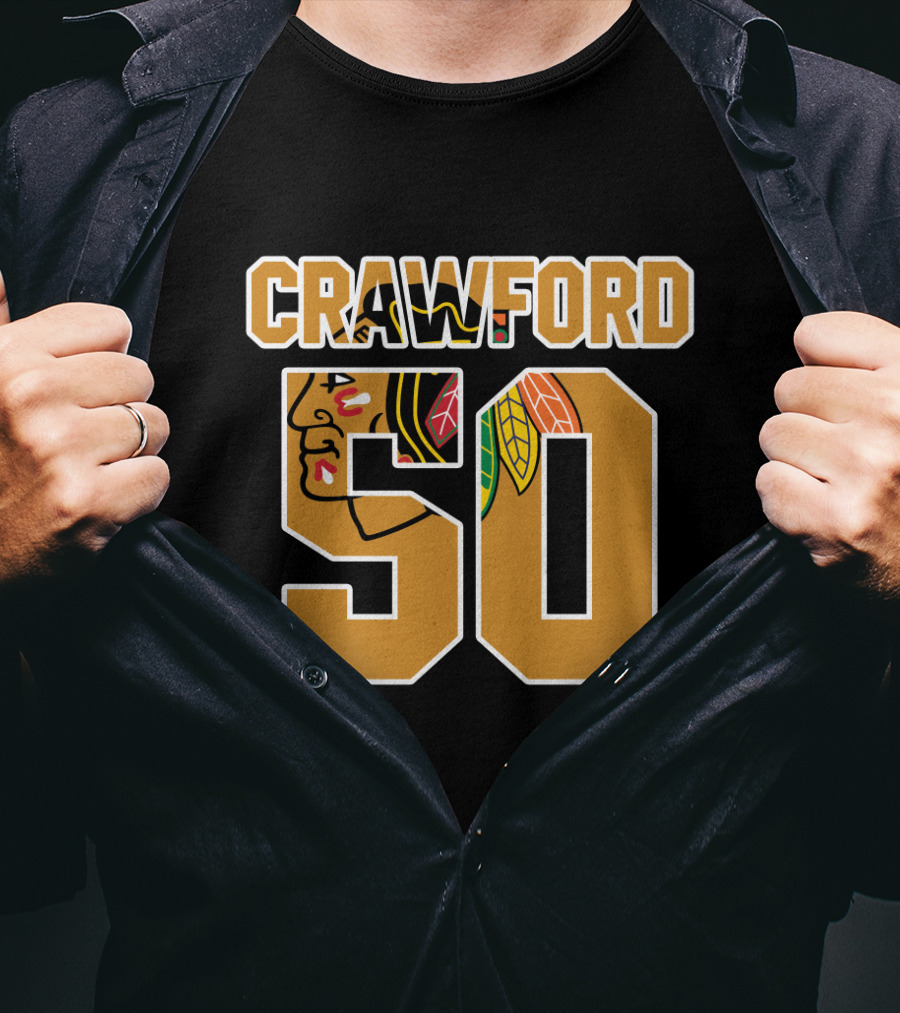 Crawford 50 Chicago Blackhawks NHL Hockey Goalie T-Shirt