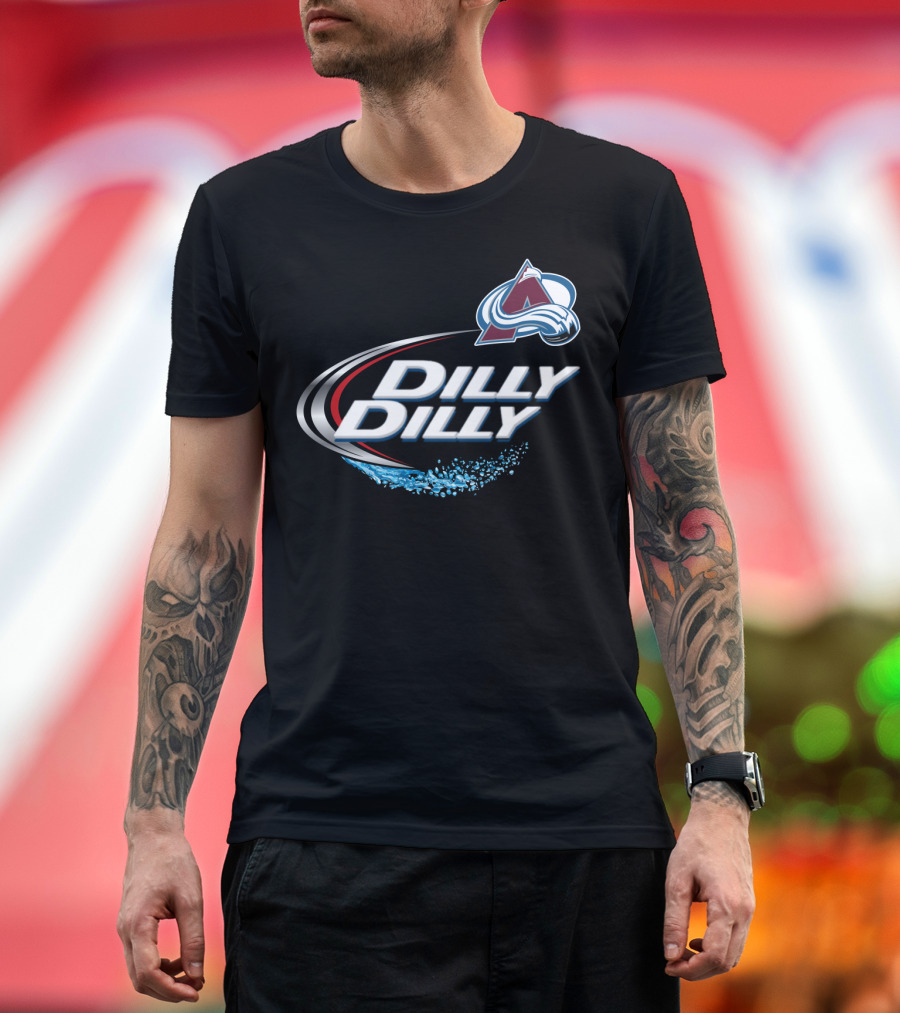 Colorado Avalanche Dilly Dilly Fan Shirt with Team Logo and Splash Motif T-Shirt