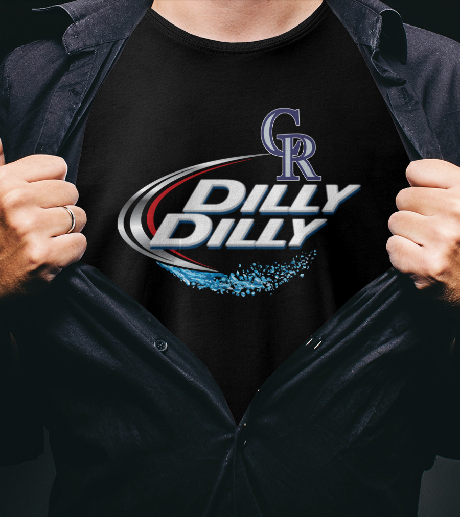 Colorado Rockies Cr Logo Dilly Dilly Blue Splash Sports T-Shirt