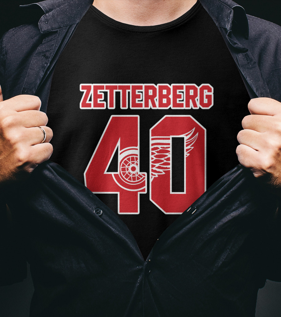 Zetterberg 40 Jersey Detroit Red Wings NHL Iconic Winged Wheel T-Shirt