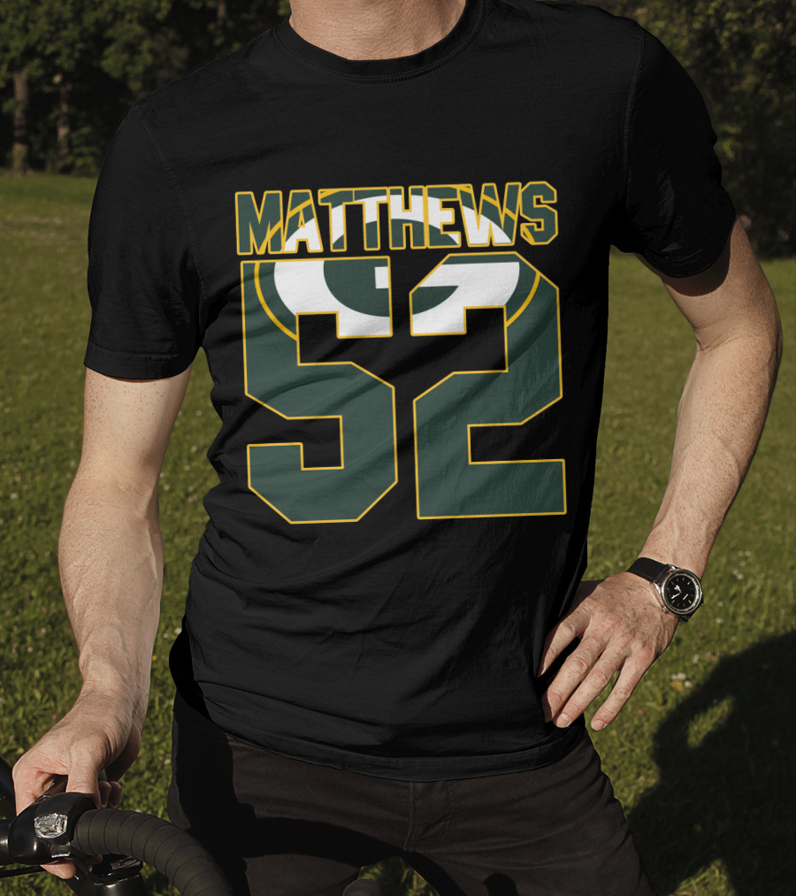 Green Bay Packers Matthews 52 Logo Jersey T-Shirt