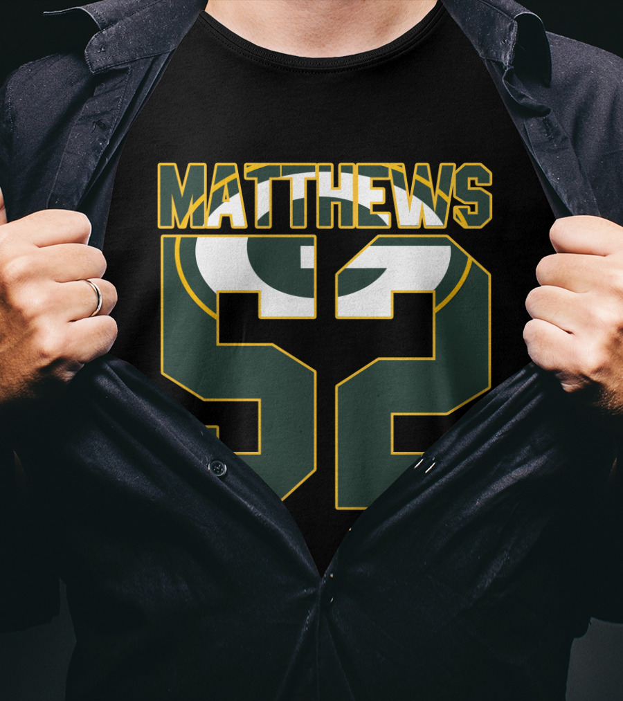 Green Bay Packers Matthews 52 Logo Jersey T-Shirt