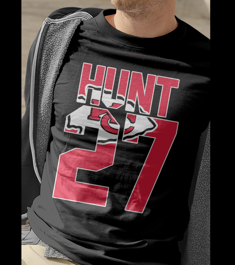 Hunt 27 Kansas City Chiefs Logo Kareem Hunt Game Jersey T-Shirt