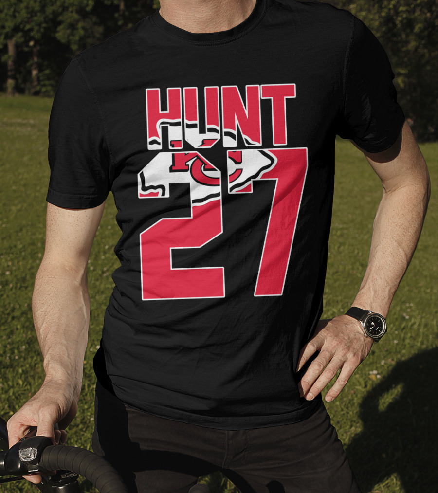 Hunt 27 Kansas City Chiefs Logo Kareem Hunt Game Jersey T-Shirt