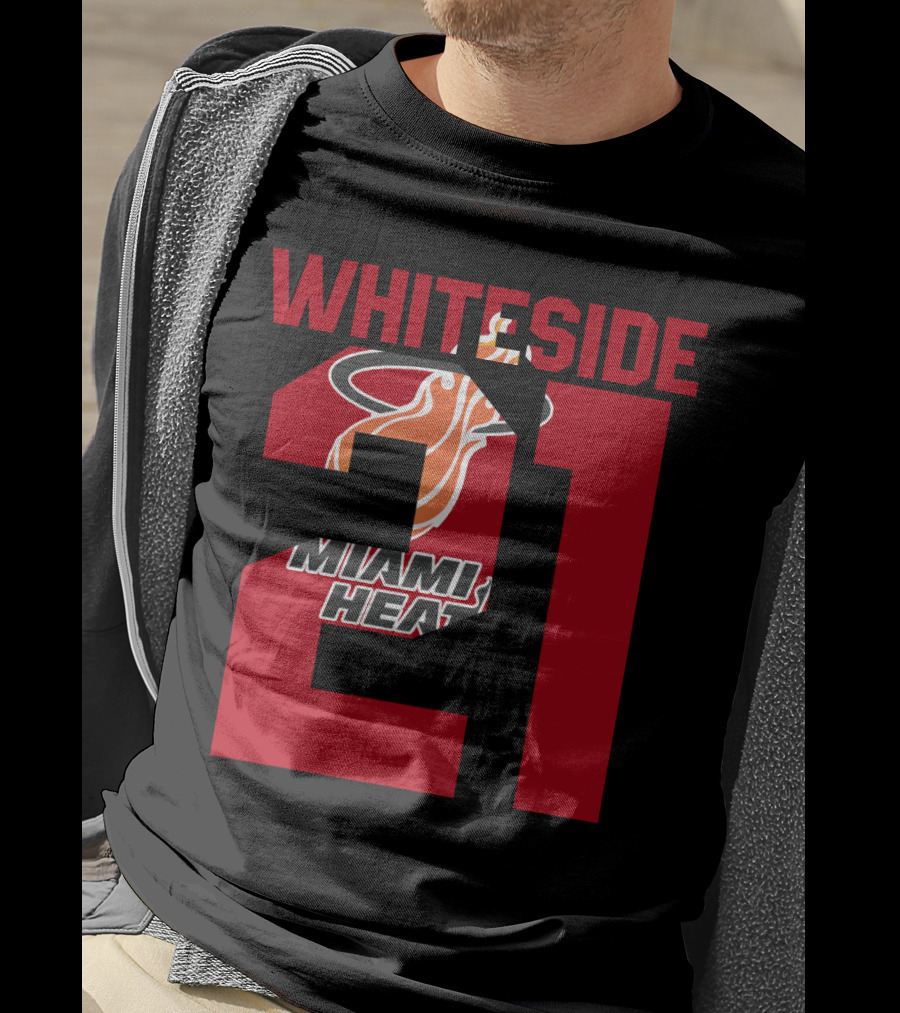 Whiteside 21 Miami Heat Iconic Basketball Tribute T-Shirt