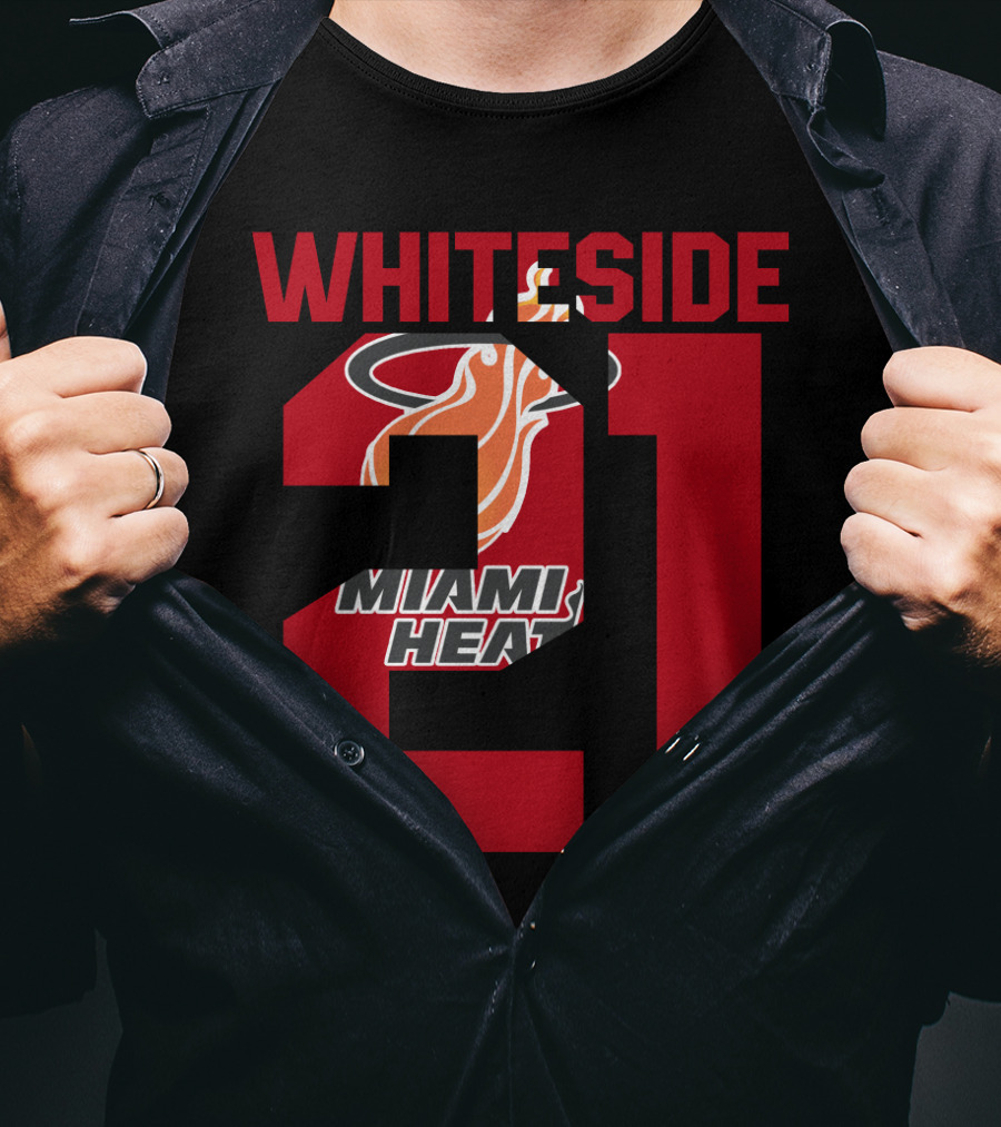 Whiteside 21 Miami Heat Iconic Basketball Tribute T-Shirt