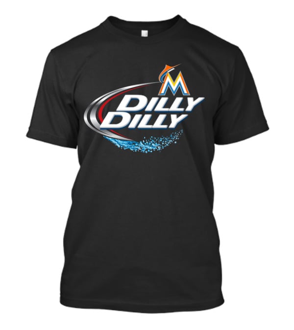 Miami Marlins Dilly Dilly Logo With Splashes And Graphic Elements T-Shirt