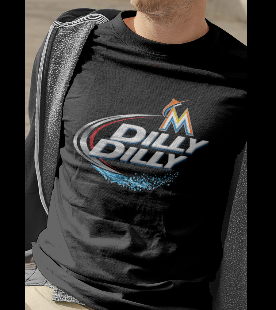 Miami Marlins Dilly Dilly Logo With Splashes And Graphic Elements T-Shirt