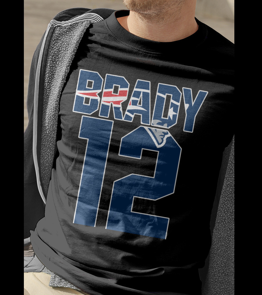 Brady 12 New England Patriots Logo Tom Brady T-Shirt