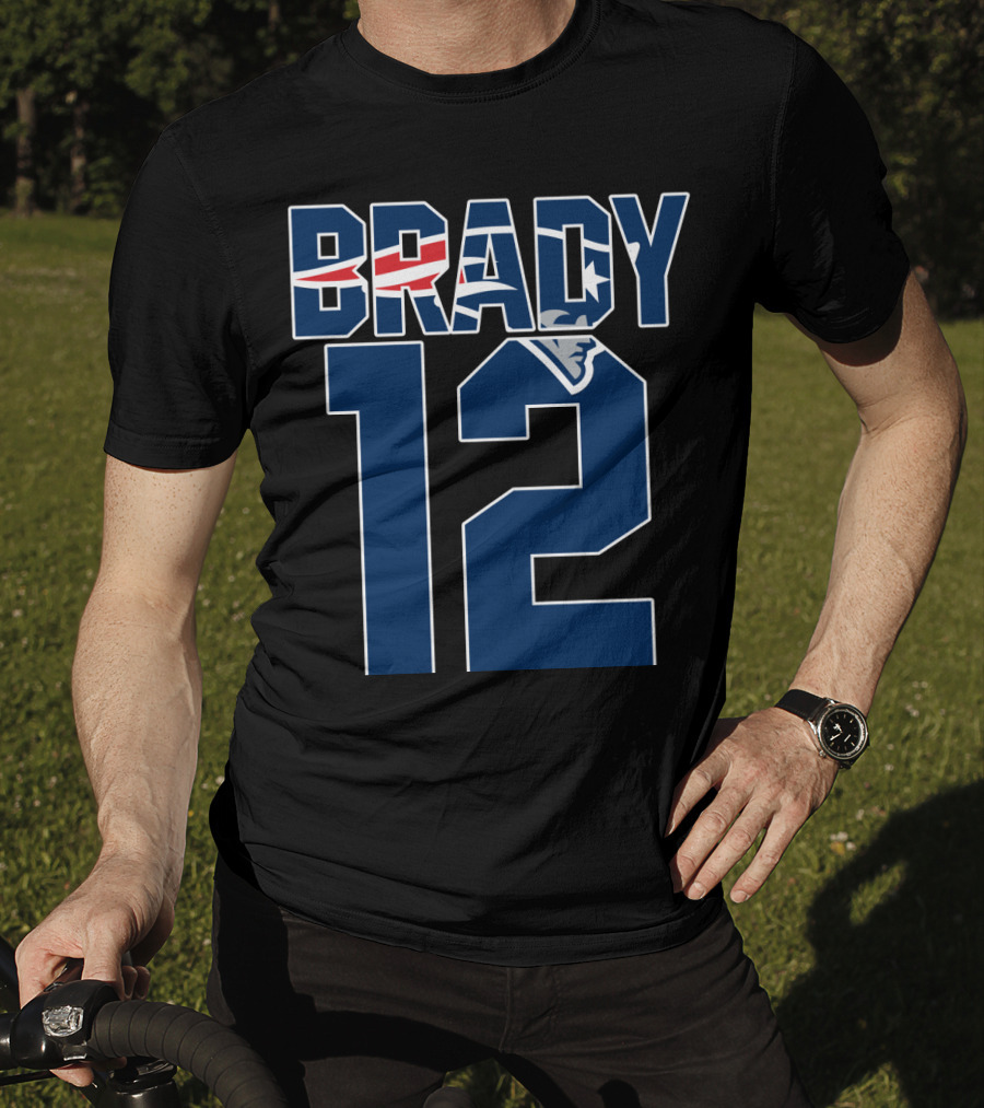 Brady 12 New England Patriots Logo Tom Brady T-Shirt
