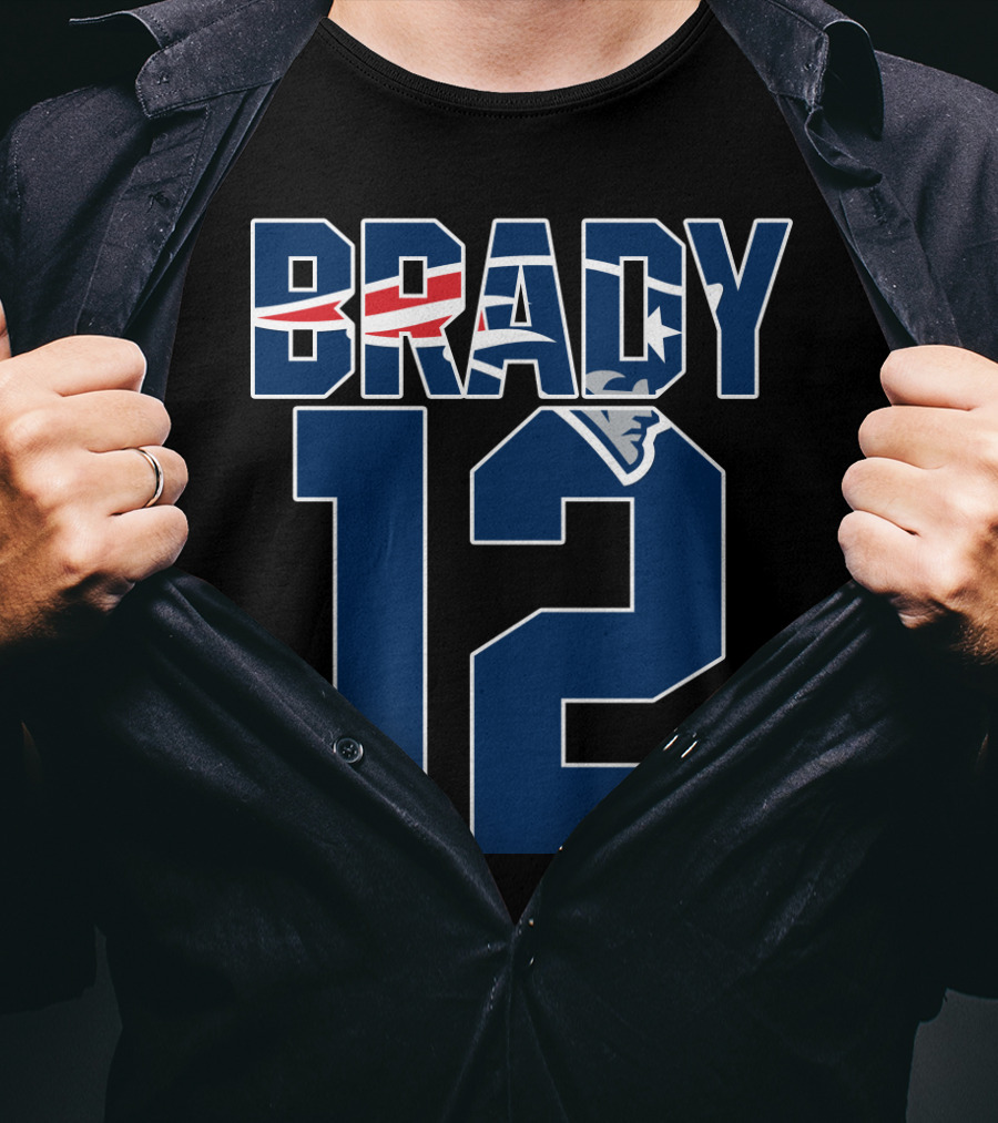 Brady 12 New England Patriots Logo Tom Brady T-Shirt