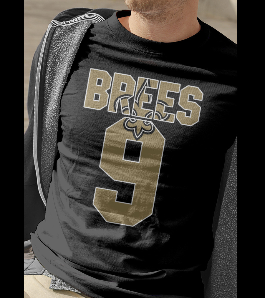 New Orleans Saints Drew Brees 9 Fleur-De-Lis Jersey T-Shirt