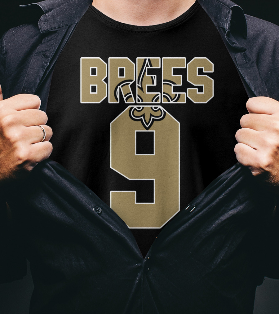 New Orleans Saints Drew Brees 9 Fleur-De-Lis Jersey T-Shirt
