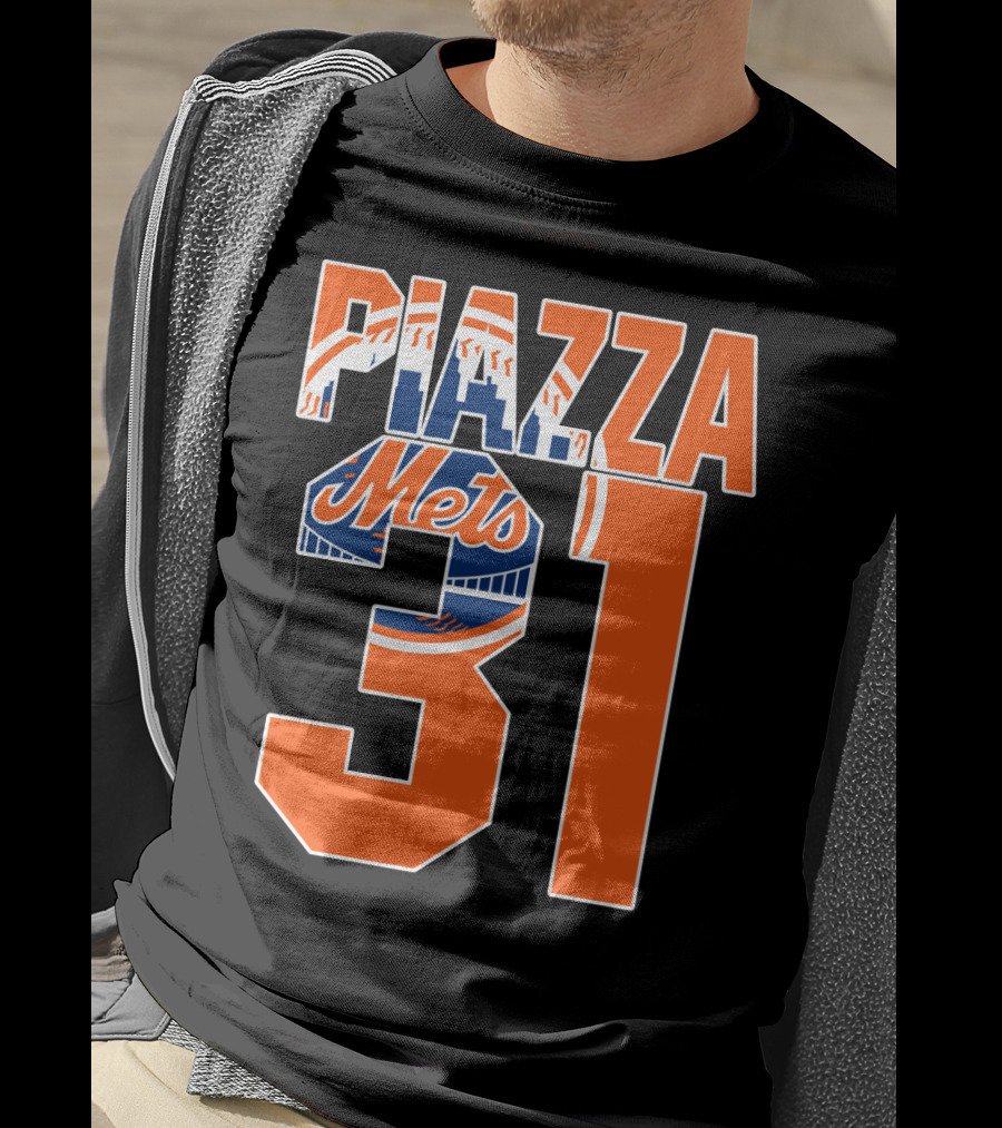Piazza 31 New York Mets Retro Logo Baseball Memorabilia T-Shirt