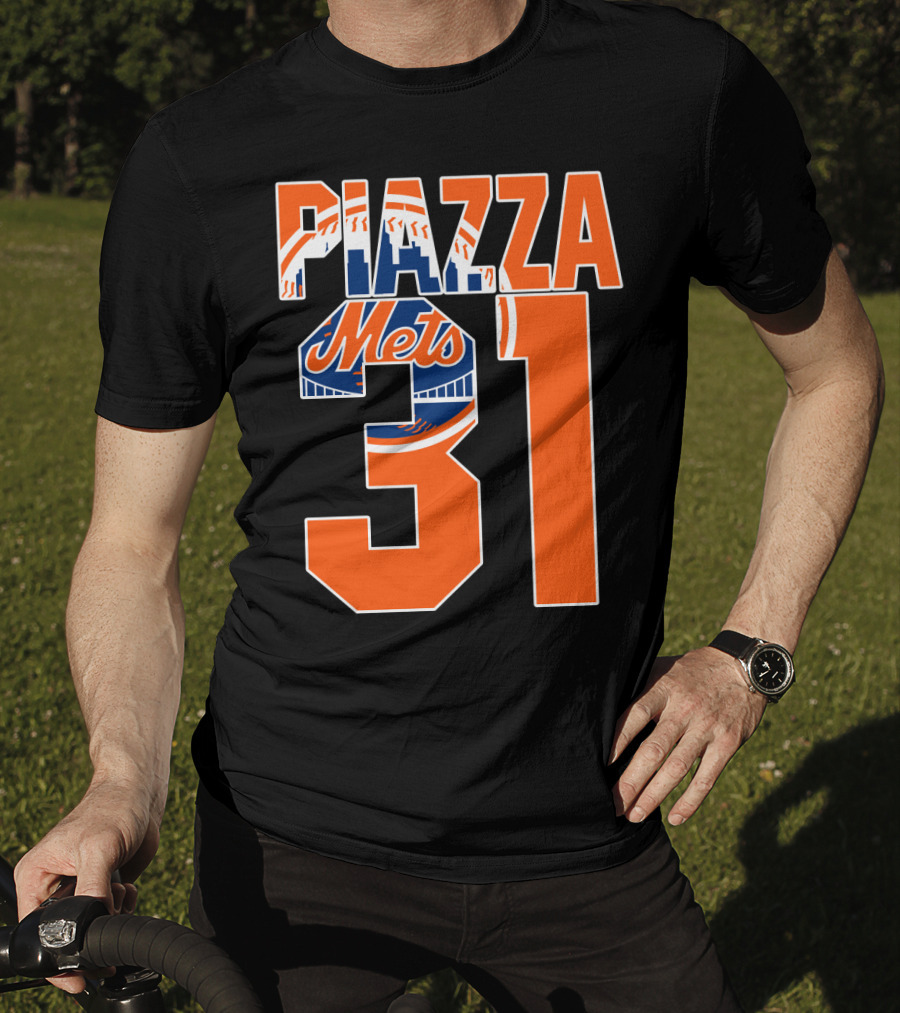 Piazza 31 New York Mets Retro Logo Baseball Memorabilia T-Shirt