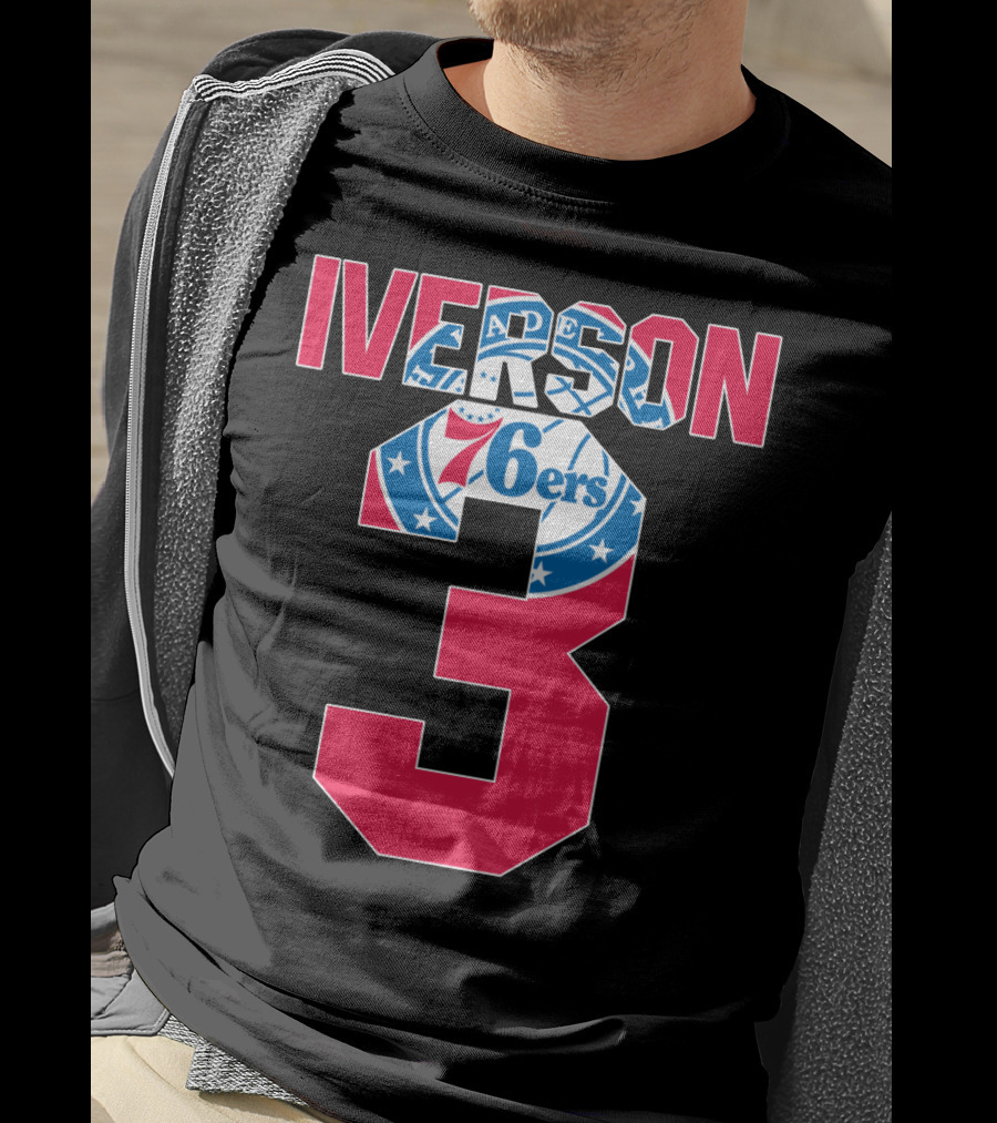 Philadelphia 76ers Allen Iverson 3 Logo Nba T-Shirt
