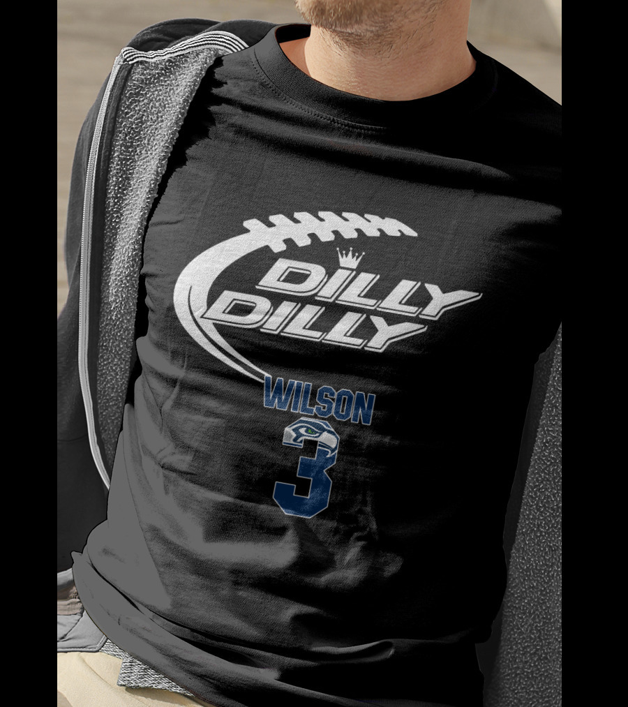 Seattle Seahawks Wilson Dilly Dilly Football Crown T-Shirt