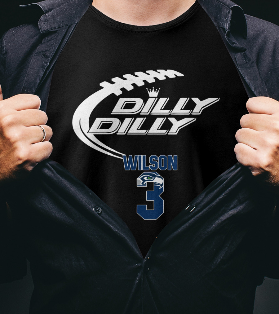 Seattle Seahawks Wilson Dilly Dilly Football Crown T-Shirt
