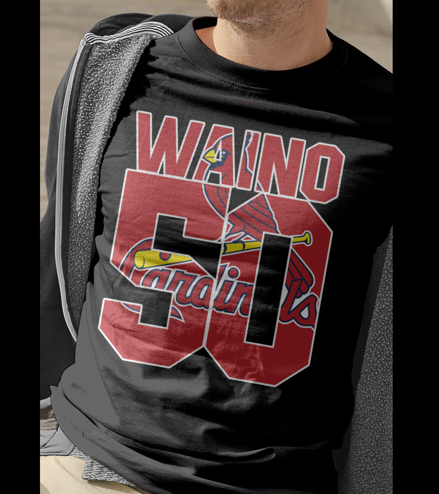Waino 50 St. Louis Cardinals Iconic Logo Adam Wainwright T-Shirt