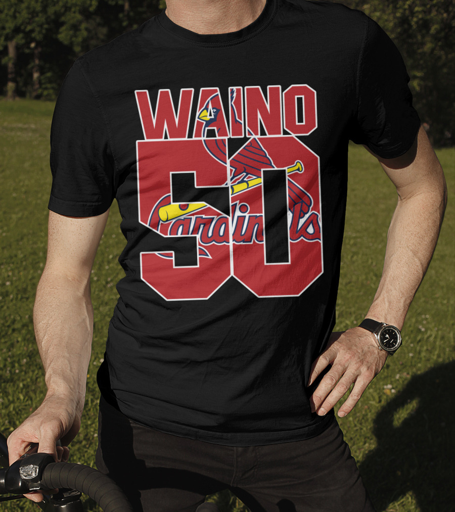Waino 50 St. Louis Cardinals Iconic Logo Adam Wainwright T-Shirt