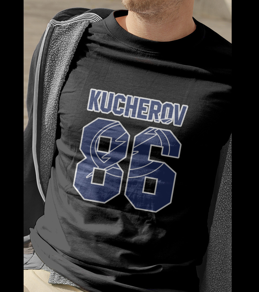 Kucherov 86 Tampa Bay Lightning NHL Bold Blue Numbers With Team T-Shirt