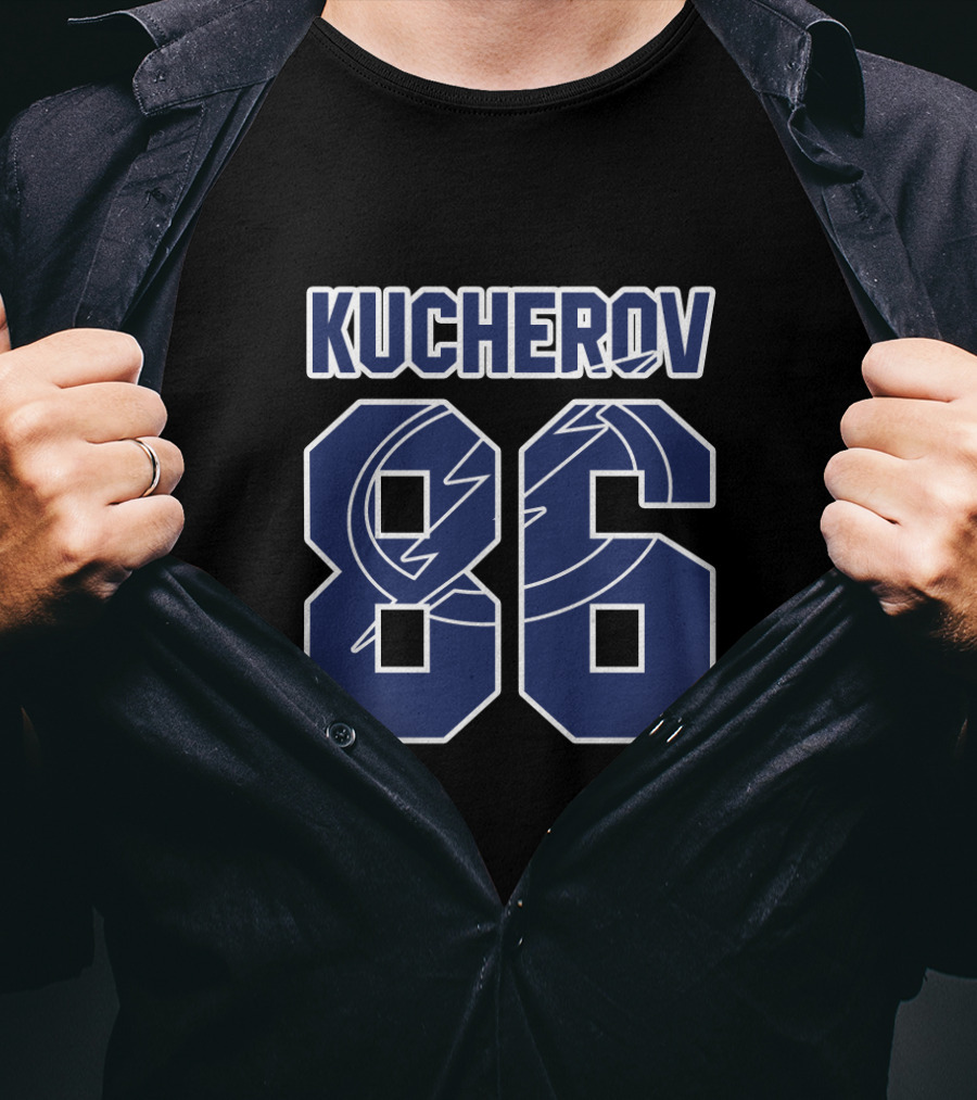 Kucherov 86 Tampa Bay Lightning NHL Bold Blue Numbers With Team T-Shirt