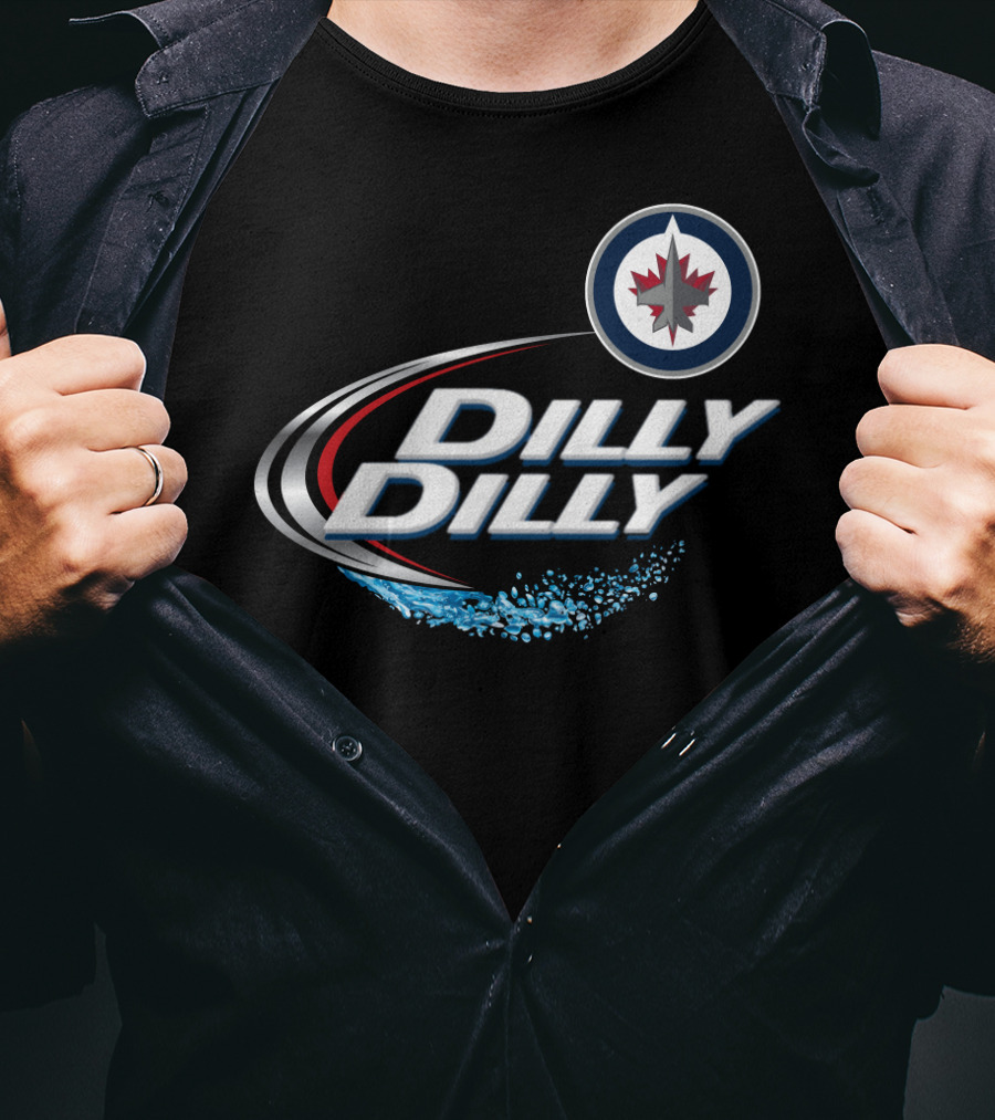Winnipeg Jets Dilly Dilly Hockey Fan Slogan With Team Logo And Ice Splash T-Shirt
