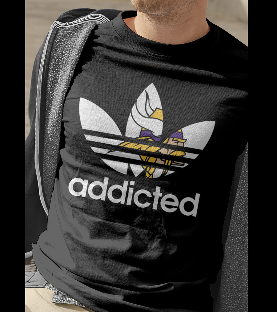 Minnesota Vikings Addicted Nfl Logo Fan Tribute T-Shirt