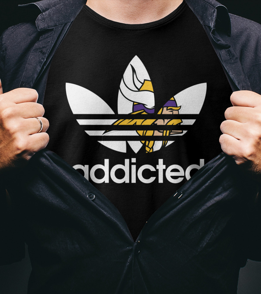 Minnesota Vikings Addicted Nfl Logo Fan Tribute T-Shirt