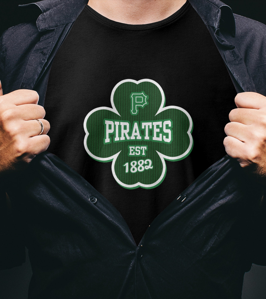 Pittsburgh Pirates St Patrick's Day Clover Logo Est 1882 T-Shirt