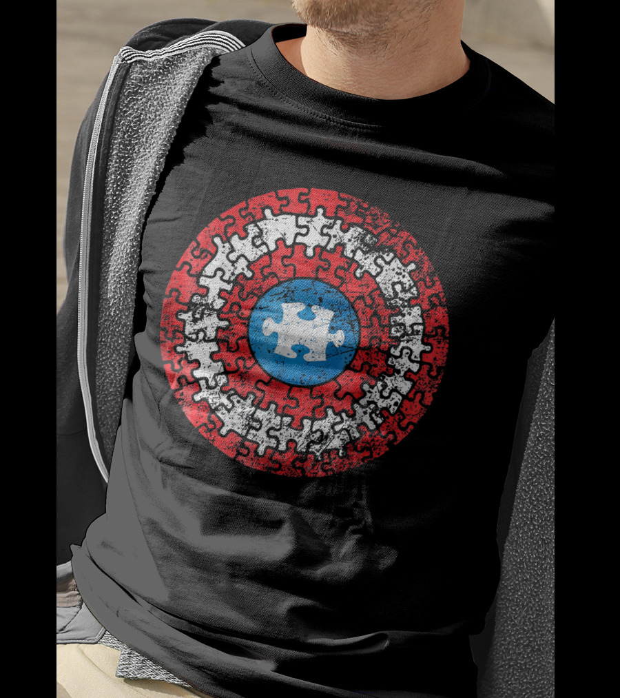 Captain America Shield Autism Awareness Puzzle T-Shirt