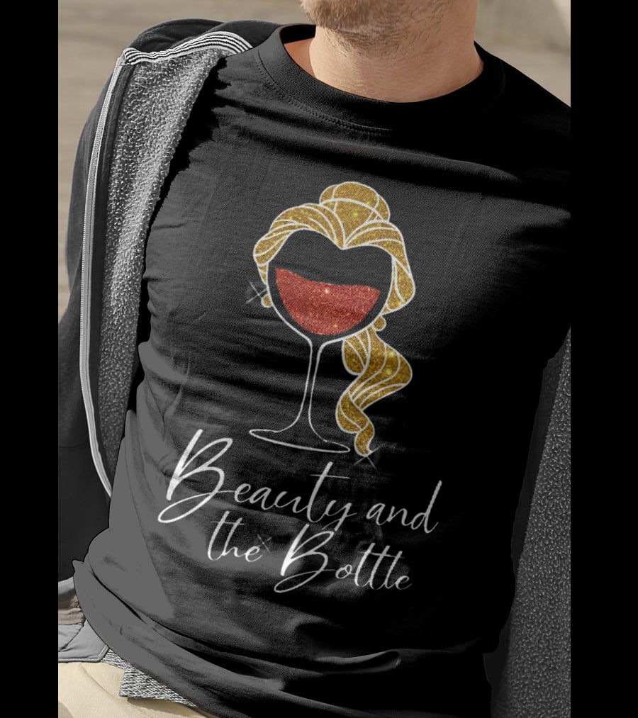 Beauty And The Bottle Sparkling Wine Lover's Glam T-Shirt