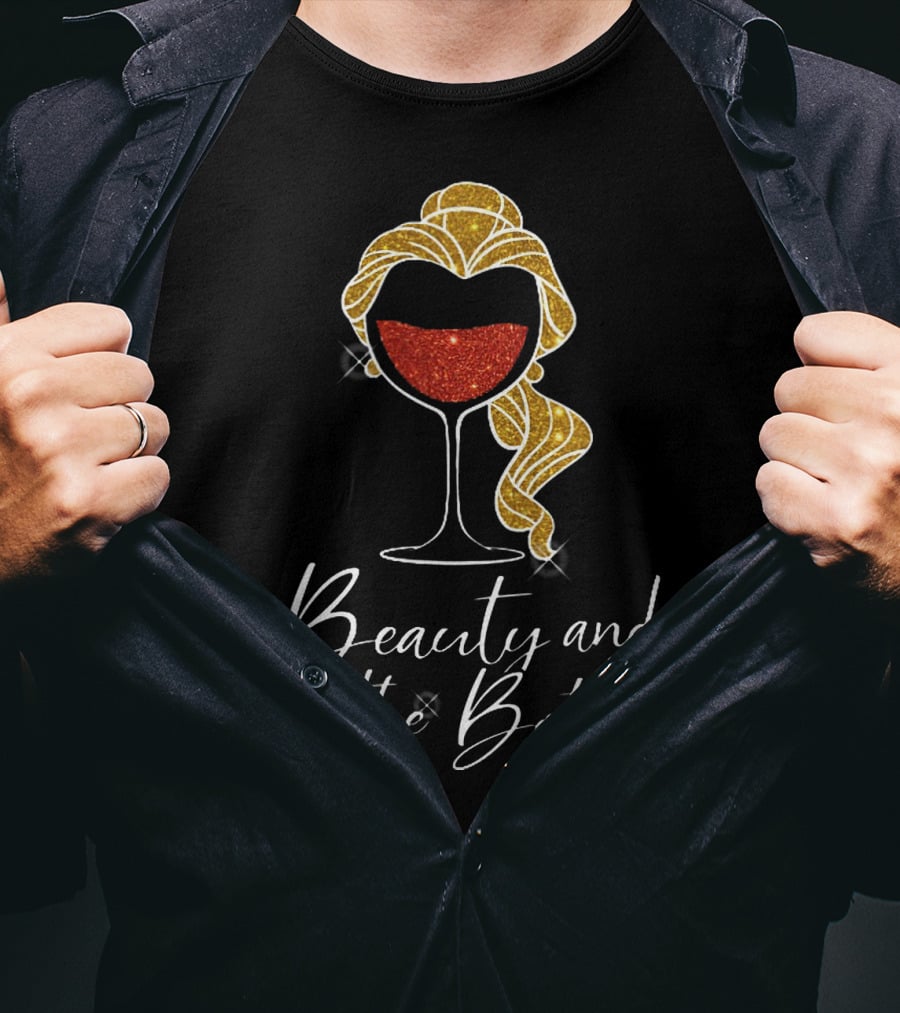 Beauty And The Bottle Sparkling Wine Lover's Glam T-Shirt