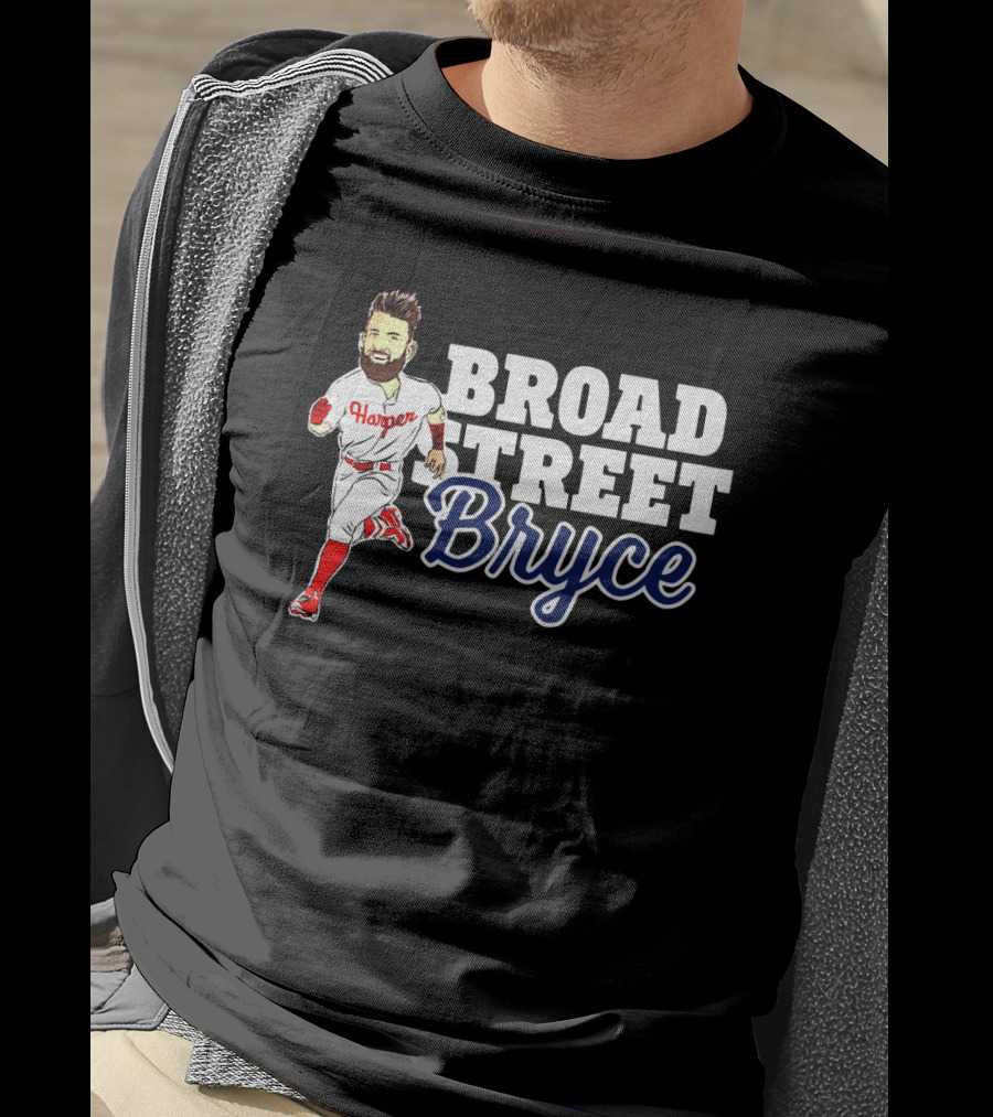 Broad Street Bryce Harper Phillies Baseball Running T-Shirt