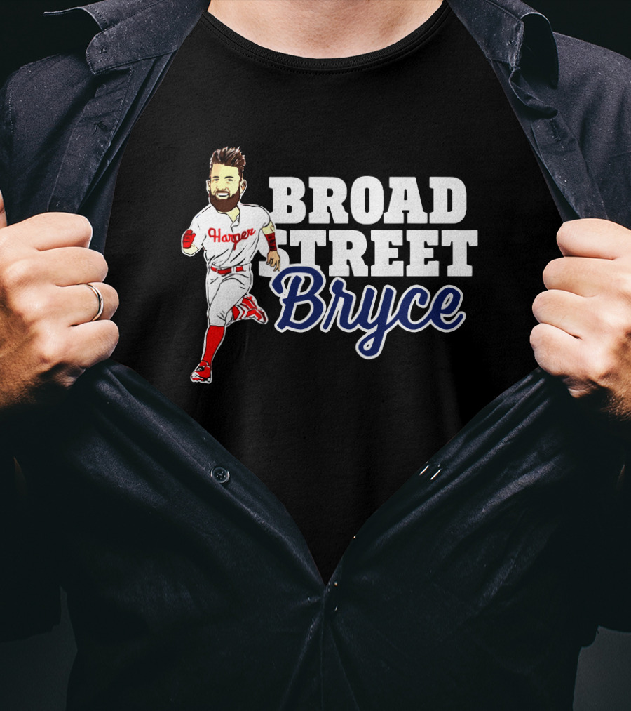 Broad Street Bryce Harper Phillies Baseball Running T-Shirt