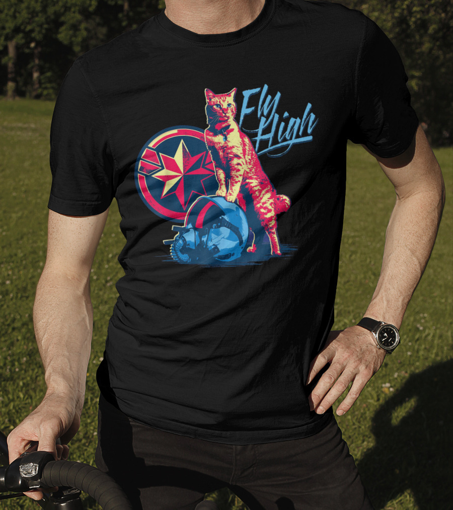 Captain Marvel Goose Fly High Star Emblem Pilot Helmet T-Shirt