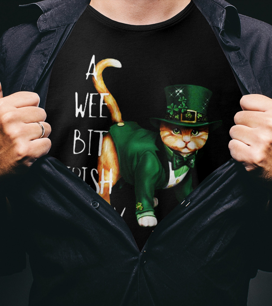 A Wee Bit Irish Today Cat In Green St. Patrick's Day Attire T-Shirt
