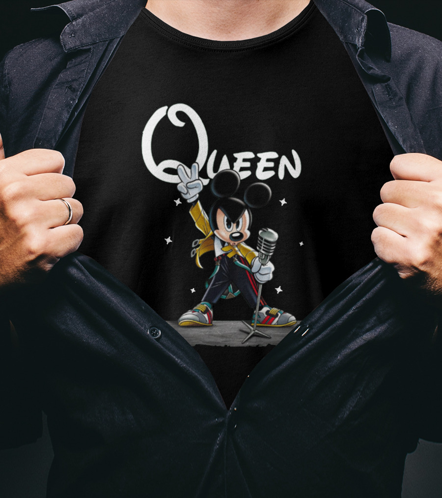 Queen Freddie Mercury Mickey Mouse Mic Performance Star T-Shirt